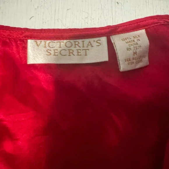 100% silk red pajama set, Victoria’s Secret, size medium top and small shorts